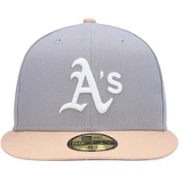 Men's New Era Gray/Peach Athletics 1987 MLB All-Star Game Purple Undervisor 59FIFTY Fitted Hat