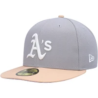 Men's New Era Gray/Peach Athletics 1987 MLB All-Star Game Purple Undervisor 59FIFTY Fitted Hat