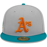 Casquette ajustée Athletics 59FIFTY pour homme New Era gris/bleu sarcelle