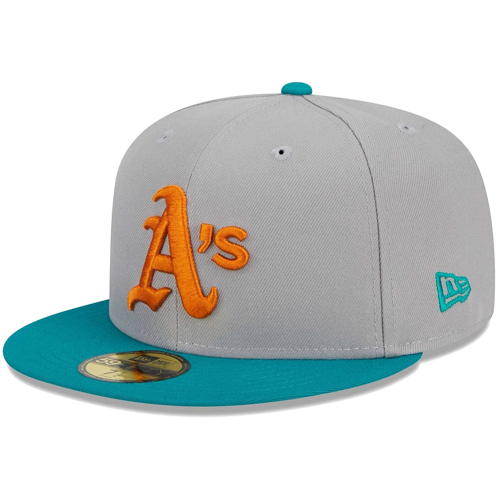 Casquette ajustée Athletics 59FIFTY pour homme New Era gris/bleu sarcelle