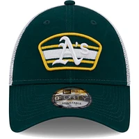 Men's New Era Green/White Athletics Logo Patch 9FORTY Trucker Snapback Hat