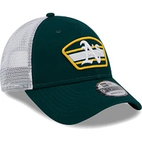 Men's New Era Green/White Athletics Logo Patch 9FORTY Trucker Snapback Hat
