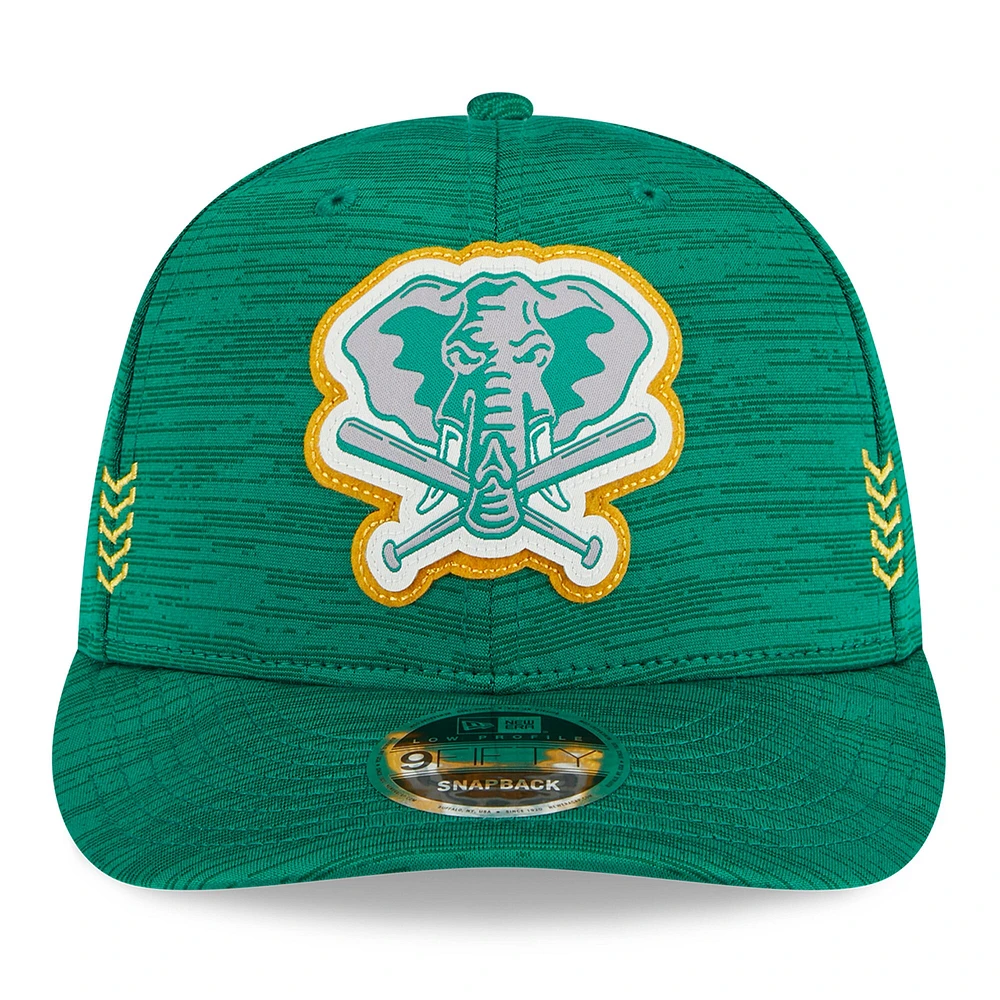 Men's New Era Green Athletics 2024 Clubhouse Low Profile 9FIFTY Snapback Hat