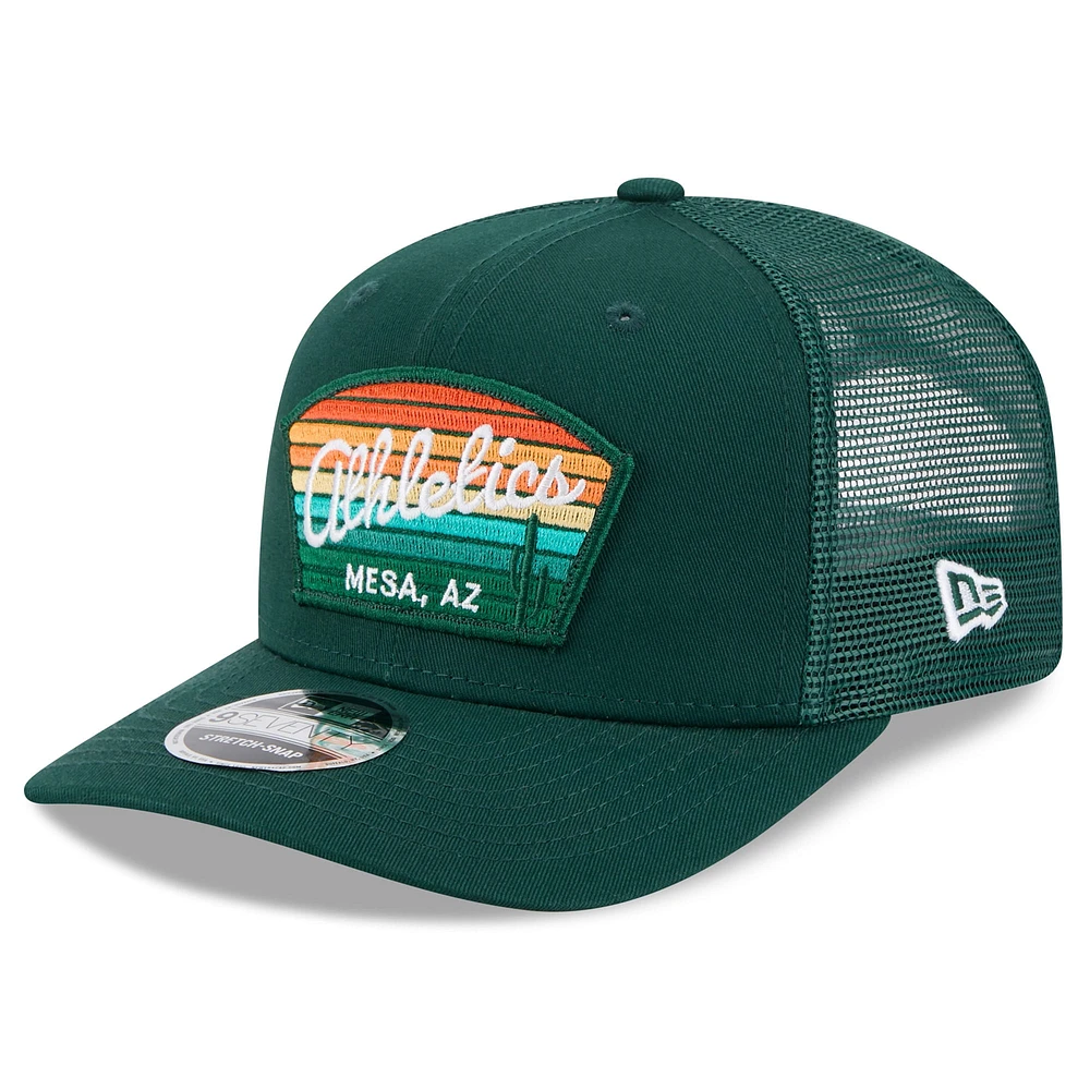 Men's New Era Green Athletics 2025 Spring Training 9SEVENTY Stretch-Snap Trucker Hat