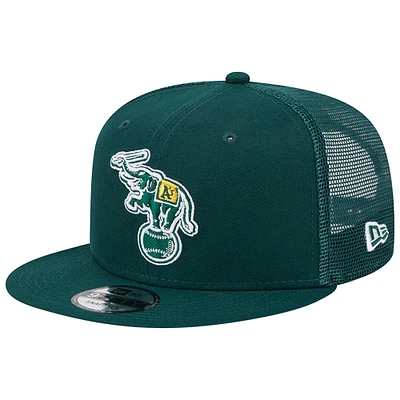 Men's New Era Green Athletics Cooperstown Collection Team Color Trucker 9FIFTY Snapback Hat