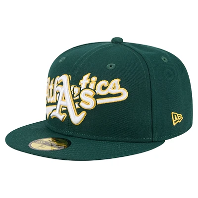 Casquette ajustée Athletics Overlap 59FIFTY verte New Era pour homme