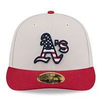 Men's New Era Khaki/Red Athletics 2024 Fourth of July Low Profile 59FIFTY Fitted Hat