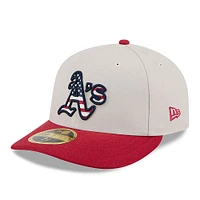 Men's New Era Khaki/Red Athletics 2024 Fourth of July Low Profile 59FIFTY Fitted Hat