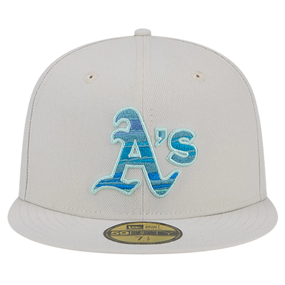 Men's New Era Khaki Athletics Stone Mist 59FIFTY Fitted Hat