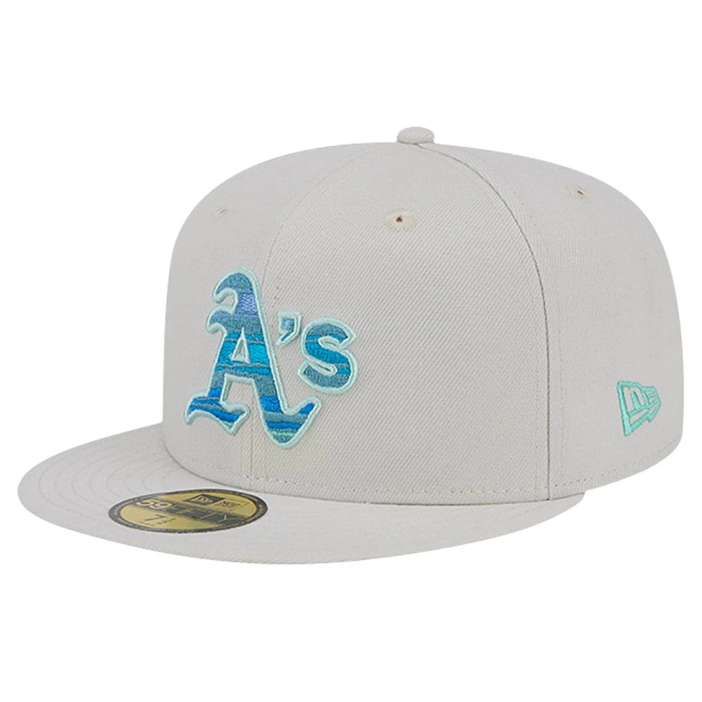 Men's New Era Khaki Athletics Stone Mist 59FIFTY Fitted Hat