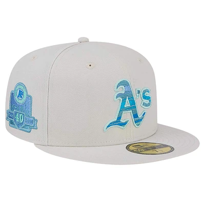 Men's New Era Khaki Athletics Stone Mist 59FIFTY Fitted Hat