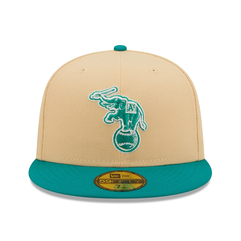 Casquette ajustée New Era Athletics Mango Forest 59FIFTY pour homme, couleur naturelle/bleu sarcelle