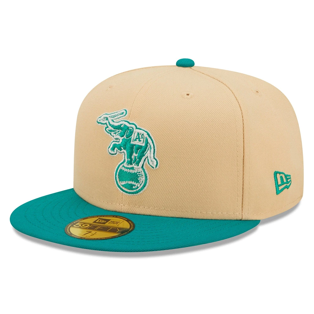 Casquette ajustée New Era Athletics Mango Forest 59FIFTY pour homme, couleur naturelle/bleu sarcelle