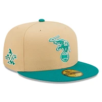 Casquette ajustée New Era Athletics Mango Forest 59FIFTY pour homme, couleur naturelle/bleu sarcelle