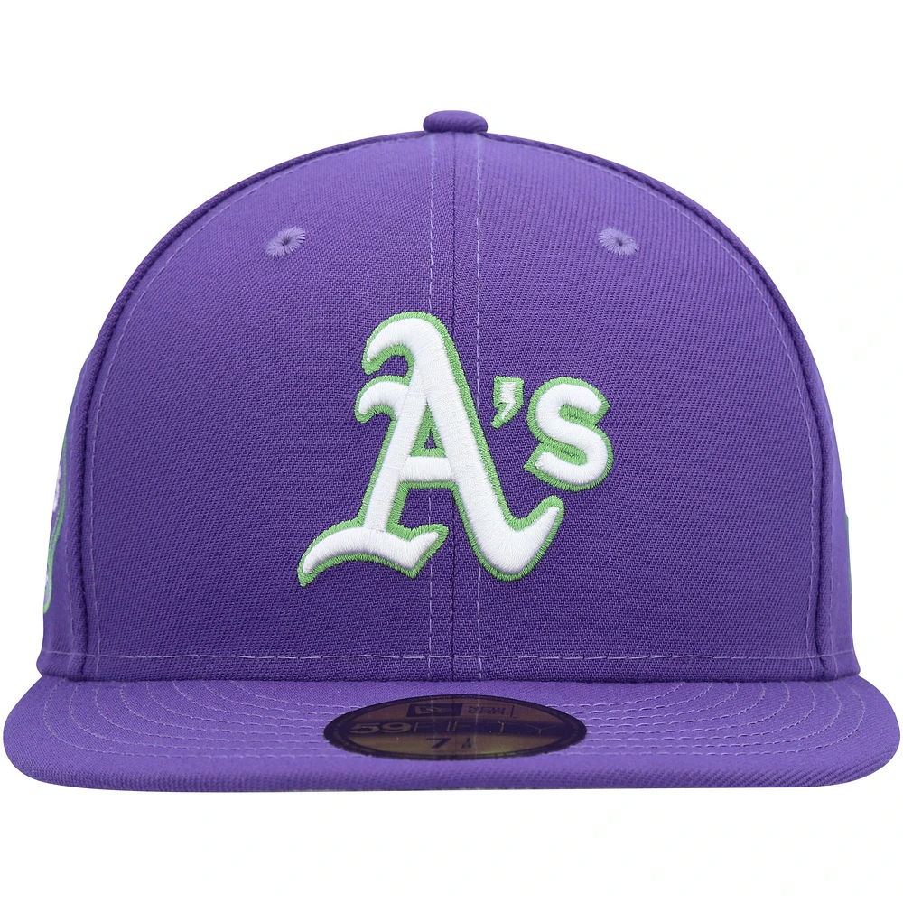 Men's New Era Purple Athletics Lime Side Patch 59FIFTY Fitted Hat