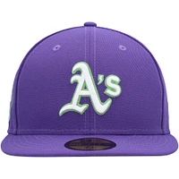 Men's New Era Purple Athletics Lime Side Patch 59FIFTY Fitted Hat