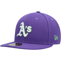 Men's New Era Purple Athletics Lime Side Patch 59FIFTY Fitted Hat