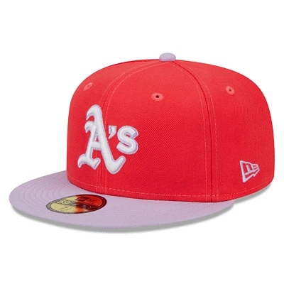 Casquette bicolore 59FIFTY rouge/lavande pour homme de New Era Athletics Spring Color