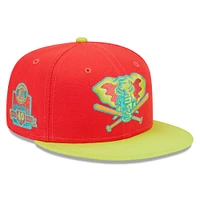 Men's New Era Red/Neon Green Athletics 40th Anniversary Lava Highlighter Combo 59FIFTY Fitted Hat