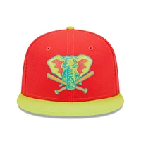 Men's New Era Red/Neon Green Athletics 40th Anniversary Lava Highlighter Combo 59FIFTY Fitted Hat