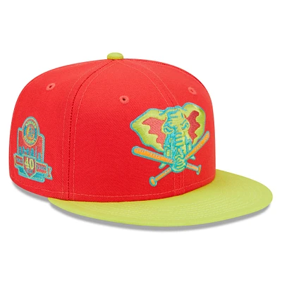Men's New Era Red/Neon Green Athletics 40th Anniversary Lava Highlighter Combo 59FIFTY Fitted Hat