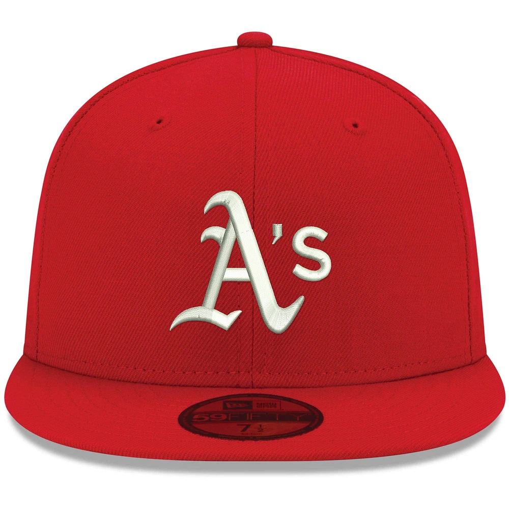 Men's New Era Red Athletics White Logo 59FIFTY Fitted Hat