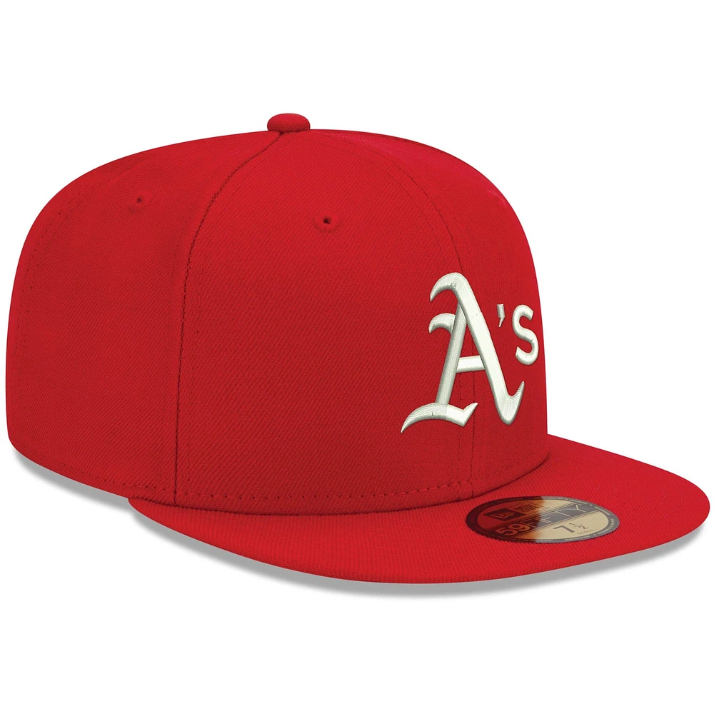 Men's New Era Red Athletics White Logo 59FIFTY Fitted Hat