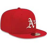 Men's New Era Red Athletics White Logo 59FIFTY Fitted Hat