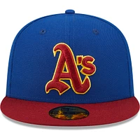 Men's New Era Royal/Red Athletics Throwback Logo Primary Jewel Gold Undervisor 59FIFTY Fitted Hat