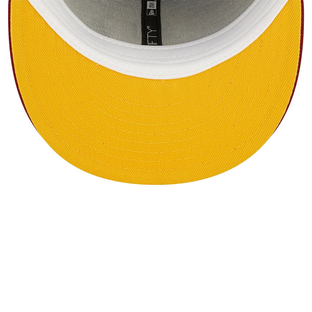 Men's New Era Royal/Red Athletics Throwback Logo Primary Jewel Gold Undervisor 59FIFTY Fitted Hat