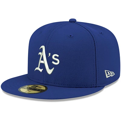 Casquette ajustée 59FIFTY blanche avec logo Royal Oakland Athletics New Era pour homme