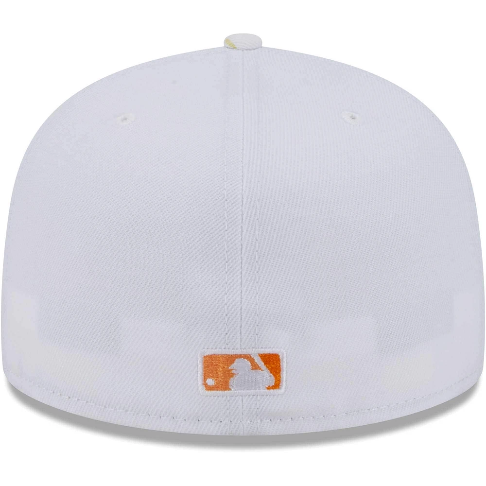 Men's New Era White/Orange Athletics Flamingo 59FIFTY Fitted Hat