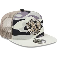 Men's New Era White Athletics Chrome Camo A-Frame 9FIFTY Trucker Snapback Hat