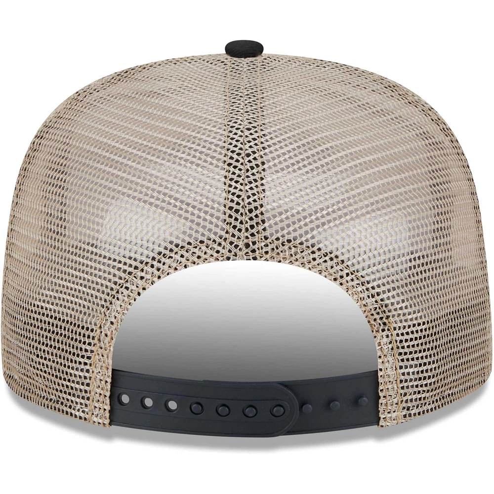 Men's New Era White Athletics Chrome Camo A-Frame 9FIFTY Trucker Snapback Hat