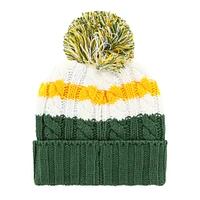 Women's '47 White/Green Athletics Ashfield Cuffed Knit Hat with Pom