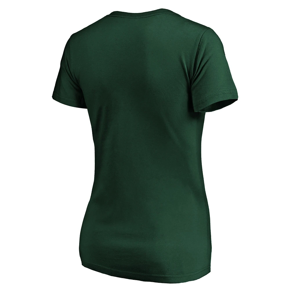 Women's Fanatics Green Athletics Core Official Logo V-Neck T-Shirt