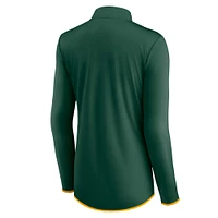 Women's Fanatics Green Athletics Corner Quarter-Zip Top