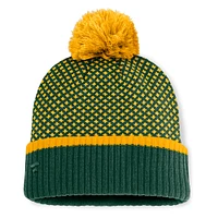 Women's Fanatics Green Athletics Fundamental Jacquard Cuffed Knit Hat with Pom