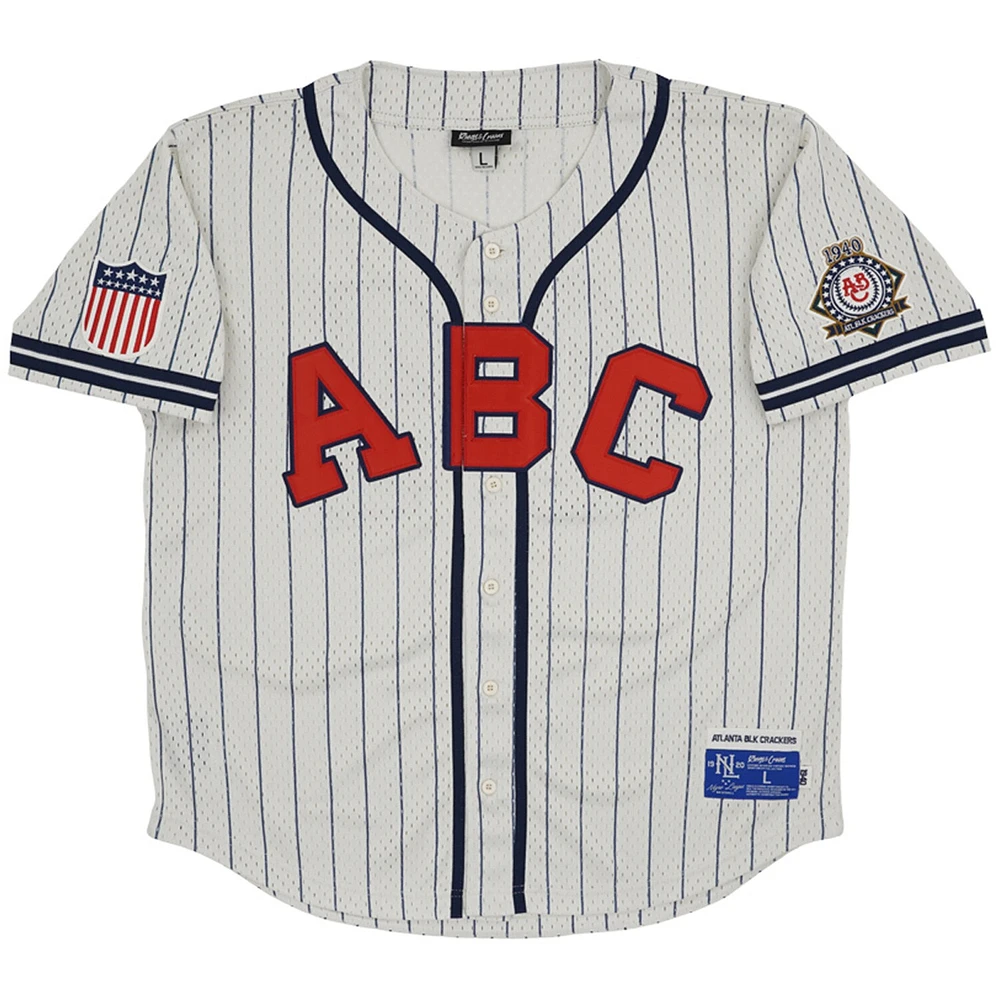 Men's Rings & Crwns #44 Cream Atlanta Black Crackers Mesh Button-Down Replica Jersey