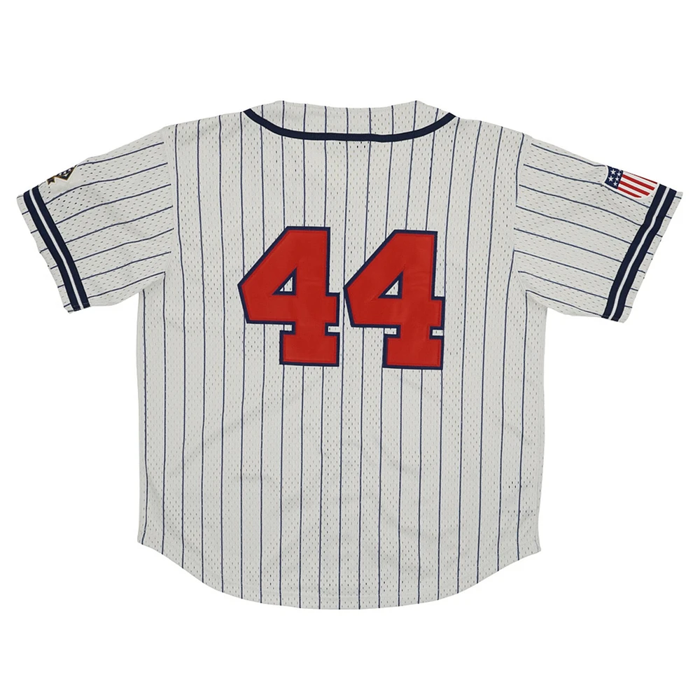 Men's Rings & Crwns #44 Cream Atlanta Black Crackers Mesh Button-Down Replica Jersey
