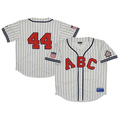 Men's Rings & Crwns #44 Cream Atlanta Black Crackers Mesh Button-Down Replica Jersey