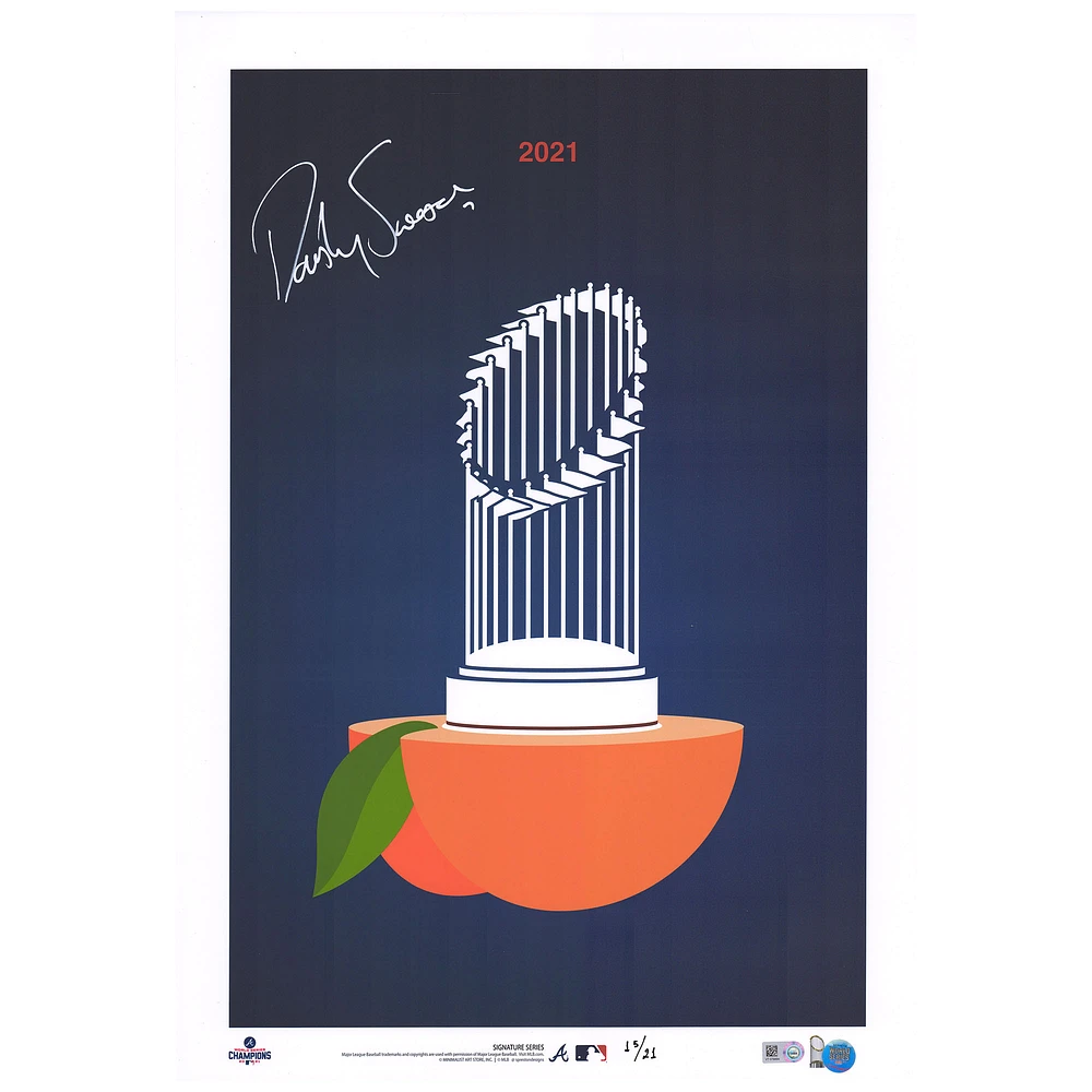 Dansby Swanson Atlanta Braves Autographed 11'' x 14'' Peach Minimalist Print by S. Preston - Limited Edition of 21