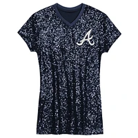 Girls Preschool  Navy Atlanta Braves Sequin V-Neck Dress