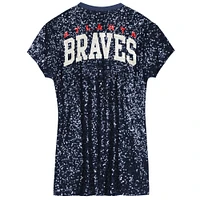 Girls Preschool  Navy Atlanta Braves Sequin V-Neck Dress