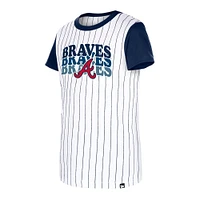 Girls Youth New Era White Atlanta Braves Pinstripe T-Shirt