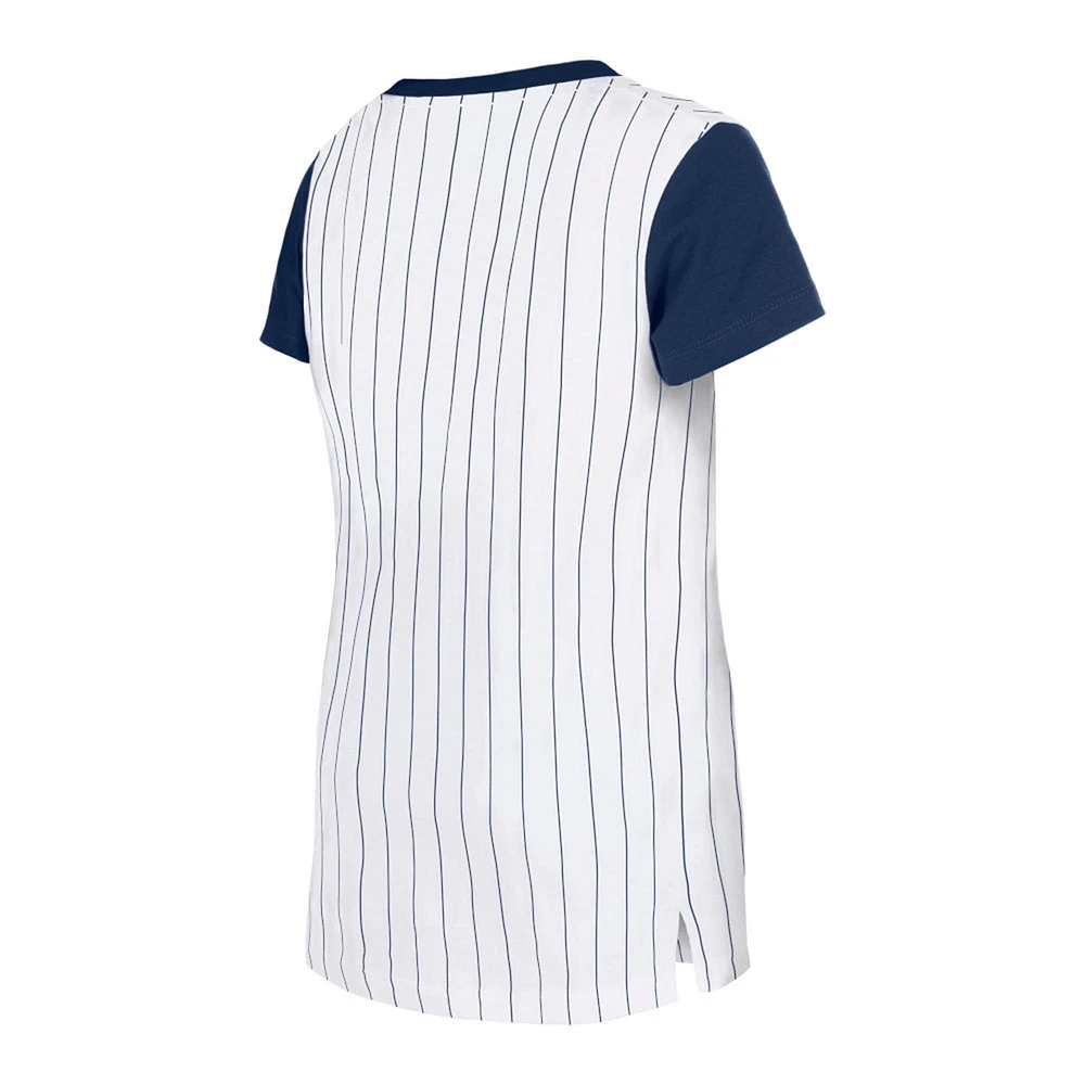 Girls Youth New Era White Atlanta Braves Pinstripe T-Shirt