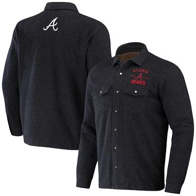 Collection Darius Rucker pour hommes par Fanatics Black Atlanta Braves Ringstop Full-Snap Shacket