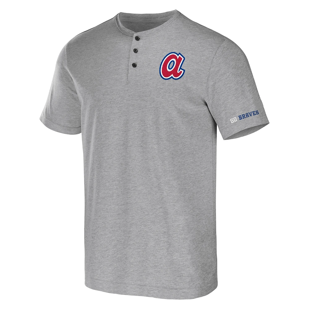 Men's Darius Rucker Collection by Fanatics Heather Gray Atlanta Braves Henley T-Shirt
