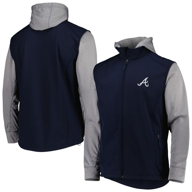 Veste à glissière pleine longueur Dunbrooke pour homme, bleu marine/gris chiné, Atlanta Braves Alpha