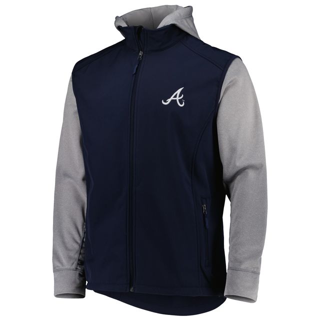 Veste à glissière pleine longueur Dunbrooke pour homme, bleu marine/gris chiné, Atlanta Braves Alpha